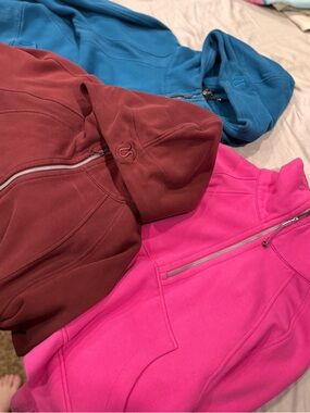 lululemon athletica zip hoodies BUNDLE in pink, teal, and maroon M/L